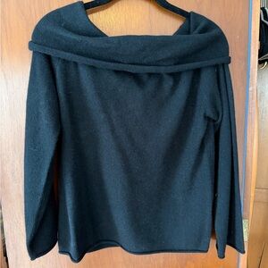 NAADAM Black Off-the-Shoulder Cashmere Blend Sweater